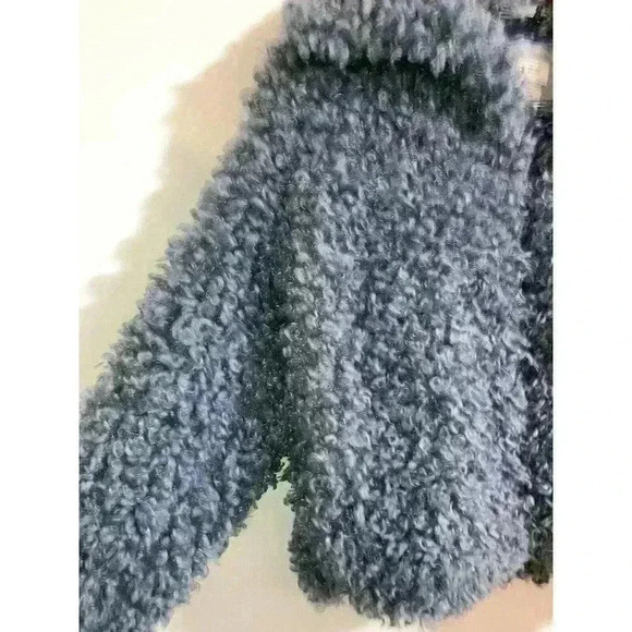 NOIZE Kelly Faux Fur Jacket Blue Cozy Collared Teddy Jacket Size S - Picture 6 of 12